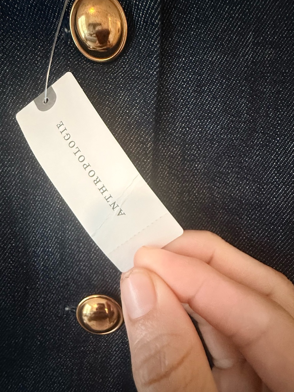 Maeve Navy Denim-Style Sleeveless Vest with Gold-Tone Button Detail - Picture 5 of 11